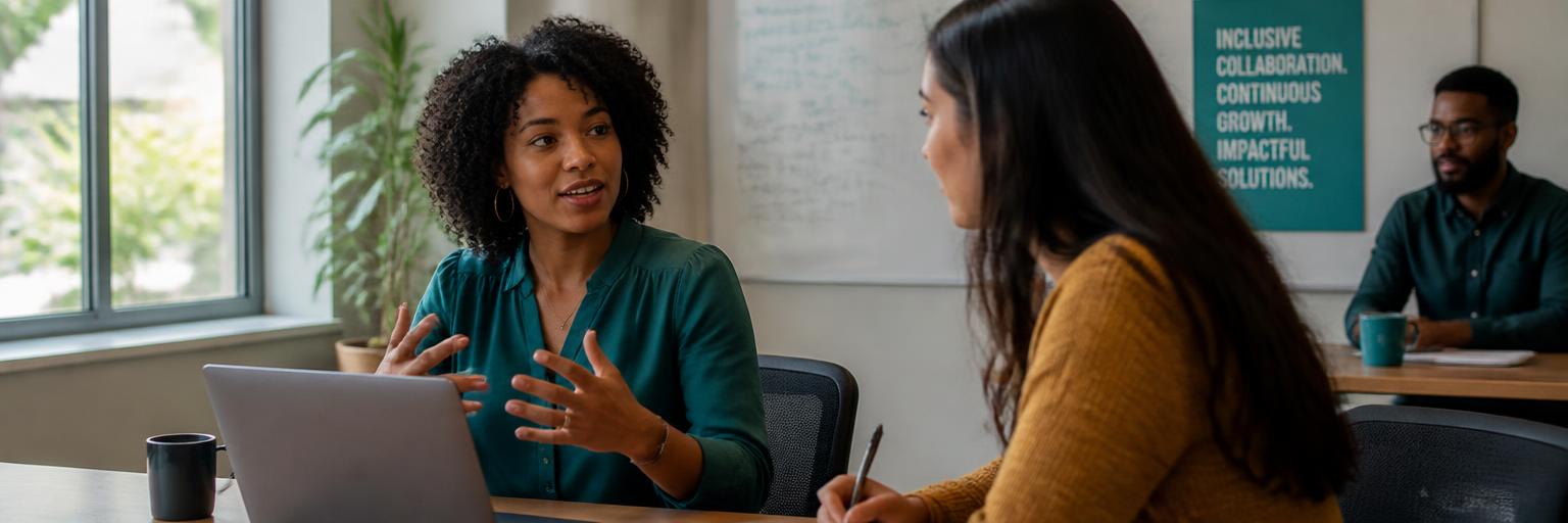 a professional sharing expertise with a colleague