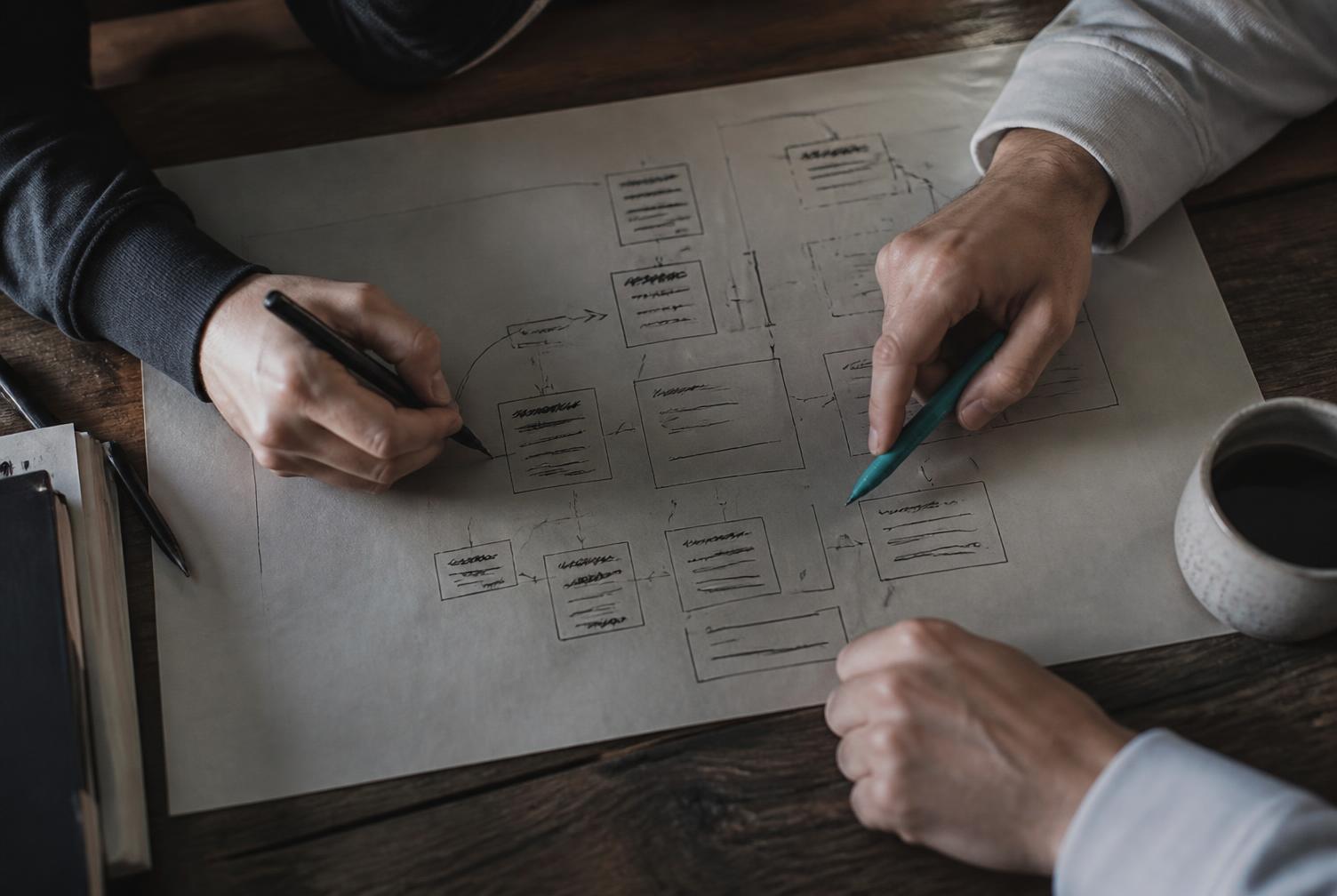 a learning designer sketching a course structure